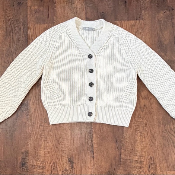 Everlane The Texture Cotton Cardigan Ivory Women’s Size M Cotton Blend button up - Picture 11 of 16